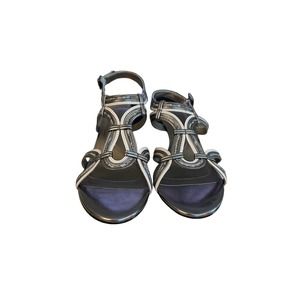 Tahari Heels Womens Size 8M Lisa Silver Strappy Open Toe Shoes